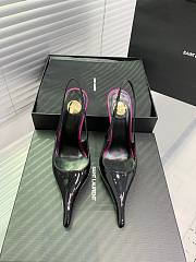 YSL Saint Laurent Amalia 11 Slingback Pumps In Patent Leather Black & Fuschia - 5