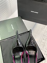 YSL Saint Laurent Amalia 11 Slingback Pumps In Patent Leather Black & Fuschia - 3