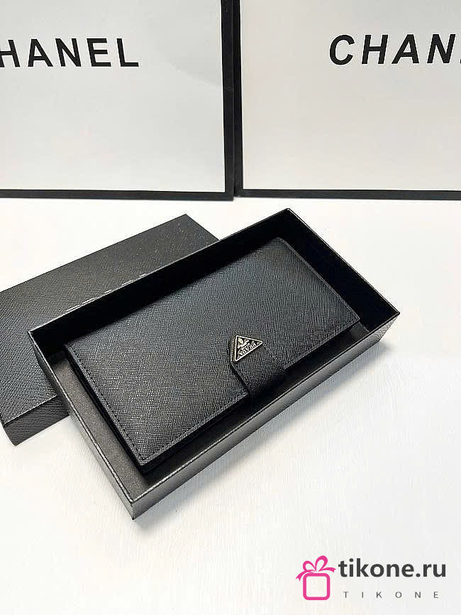 Gift Prada Large Saffiano Leather Wallet Black (bills over $450) - 1