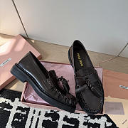 Miumiu Tassel Loafers In Polished Leather Dark Brown  - 2