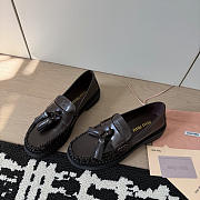 Miumiu Tassel Loafers In Polished Leather Dark Brown  - 4