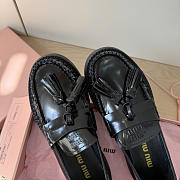 Miumiu Tassel Loafers In Polished Leather Black - 3