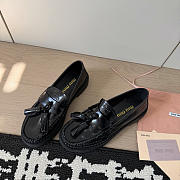 Miumiu Tassel Loafers In Polished Leather Black - 6
