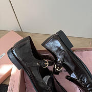 Miumiu Leather Loafers With Strap Dark Brown - 2