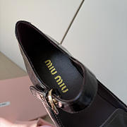 Miumiu Leather Loafers With Strap Dark Brown - 3