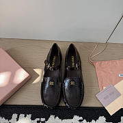 Miumiu Leather Loafers With Strap Dark Brown - 6