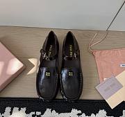 Miumiu Leather Loafers With Strap Dark Brown - 1