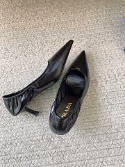 Prada 55mm Ruched-Effect Pointed-Toe Leather Pumps Black 1I188O  - 4
