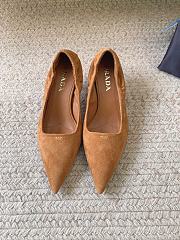 Prada 55mm Ruched-Effect Pointed-Toe Suede Pumps Cinnamon 1I188O - 1