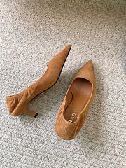 Prada 55mm Ruched-Effect Pointed-Toe Suede Pumps Cinnamon 1I188O - 2