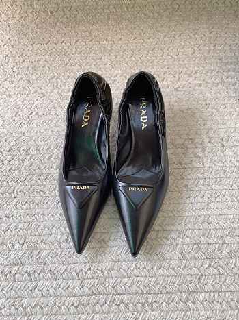 Prada 55mm Triangle Logo Leather Pumps Black
