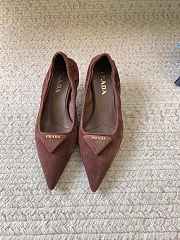 Prada 55mm Triangle Logo Suede Pumps Dark Brown - 1