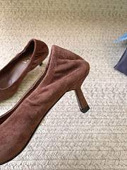 Prada 55mm Triangle Logo Suede Pumps Dark Brown - 5