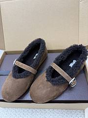 Alaia Ballet Flats In Merino Shearling Brown  - 5
