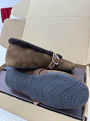 Alaia Ballet Flats In Merino Shearling Brown  - 3