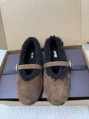 Alaia Ballet Flats In Merino Shearling Brown  - 2