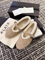 Alaia Ballet Flats In Merino Shearling Beige - 6