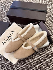 Alaia Ballet Flats In Merino Shearling Beige - 3
