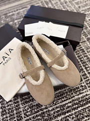 Alaia Ballet Flats In Merino Shearling Beige - 4