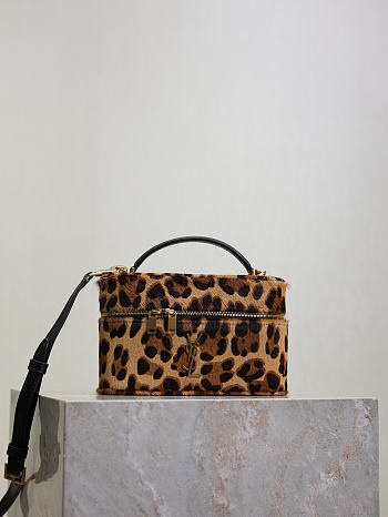 YSL Saint Laurent Gaby Leopard-Print Calf Hair Vanity Bag in Natural - 18x11x6.5cm