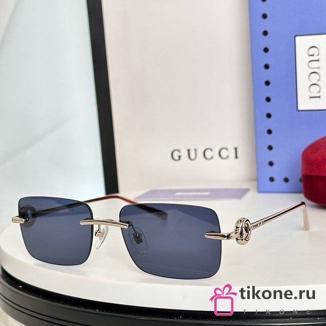 Gucci Horsebit Sunglasses Silver Blue Rectangle GG1703S 003  - 1
