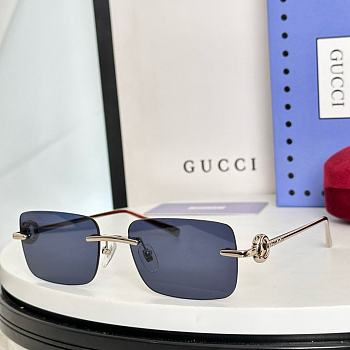 Gucci Horsebit Sunglasses Silver Blue Rectangle GG1703S 003 