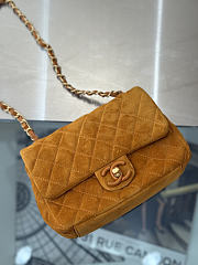Chanel Mini Flap Bag Suede Calfskin Lambskin & Gold Tone Metal Dark Beige - 20x14x6cm - 5