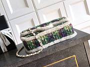 Chanel Large Flap Bag Tweed Shearling Lambskin & Gold Tone Metal Green Purple Ecru & Brown - 26.5x16.5x9cm - 5