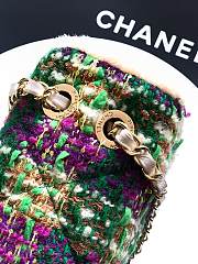 Chanel Large Flap Bag Tweed Shearling Lambskin & Gold Tone Metal Green Purple Ecru & Brown - 26.5x16.5x9cm - 4
