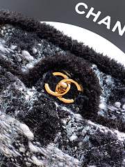 Chanel Large Flap Bag Tweed Shearling Lambskin & Gold Tone Metal Black & Grey - 26.5x16.5x9cm - 4