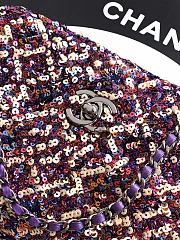 Chanel Flap Bag Sequins & Gold Tone Metal Purple & Multicolour - 21x13x8cm - 5