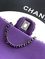 Chanel Flap Bag Sequins & Gold Tone Metal Purple & Multicolour - 21x13x8cm - 4