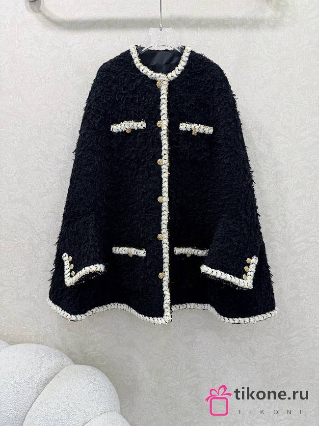 Chanel Cape Wool Tweed  Black & Ecru - 1