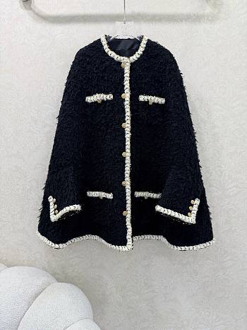 Chanel Cape Wool Tweed  Black & Ecru