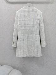 Short Dress Tweed Embroidered with Imitation Pearls & Ecru - 4