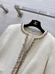 Celine Embroidered Chelsea Jacket In Silk Natural  - 4