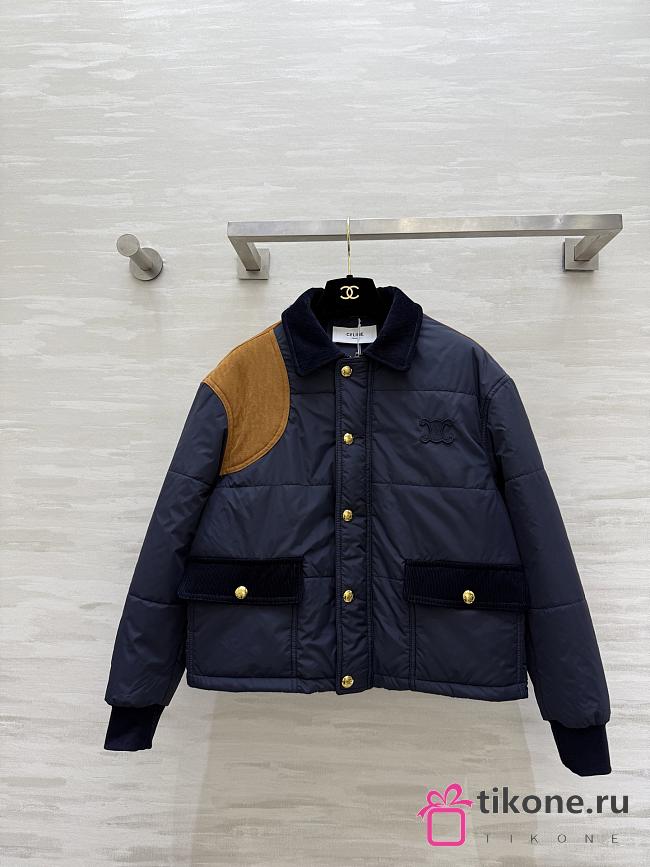 Celine Triomphe Jacket In Nylon Dark Navy  - 1
