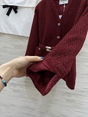 Chanel Jacket Cotton Tweed Ecru & Red - 2