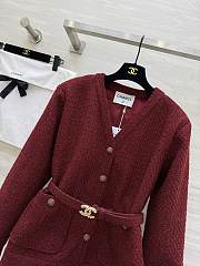 Chanel Jacket Cotton Tweed Ecru & Red - 5