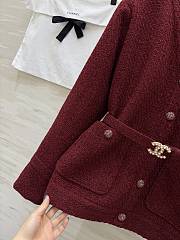 Chanel Jacket Cotton Tweed Ecru & Red - 3