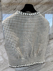 Chanel Vest Wool & Mohair Tweed  Ecru Beige Gold & Black - 5