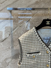 Chanel Vest Wool & Mohair Tweed  Ecru Beige Gold & Black - 3