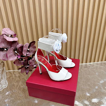 Valentino Drip Rose Kidskin Sandal With Crystals 105mm White