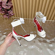 Valentino Drip Rose Kidskin Sandal With Crystals 105mm White - 2