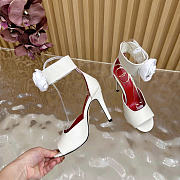 Valentino Drip Rose Kidskin Sandal With Crystals 105mm White - 4