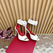 Valentino Drip Rose Kidskin Sandal With Crystals 105mm White - 6