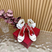 Valentino Drip Rose Kidskin Sandal With Crystals 105mm White - 5