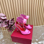Valentino Drip Rose Kidskin Sandal With Crystals 105mm Pink - 1