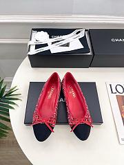 Chanel Ballet Flats Tweed & Grosgrain Red Black & White - 1