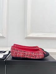 Chanel Ballet Flats Tweed & Grosgrain Red Black & White - 5